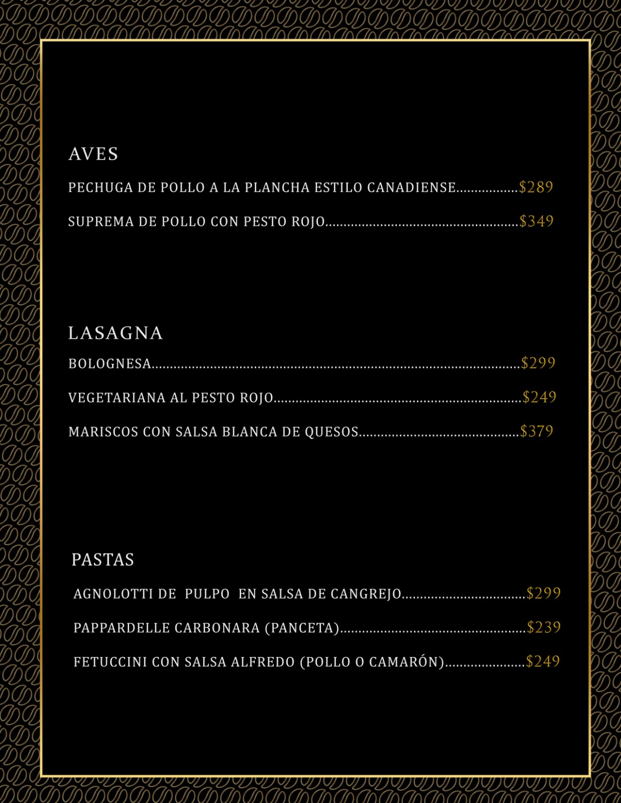 Aves y Pastas